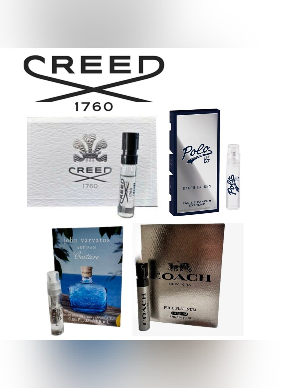 Creed, Ralph Lauren, Coach, John Varvatos. Lot Samples